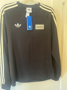 adidas Black Crewneck with Cream Patch and Stripes